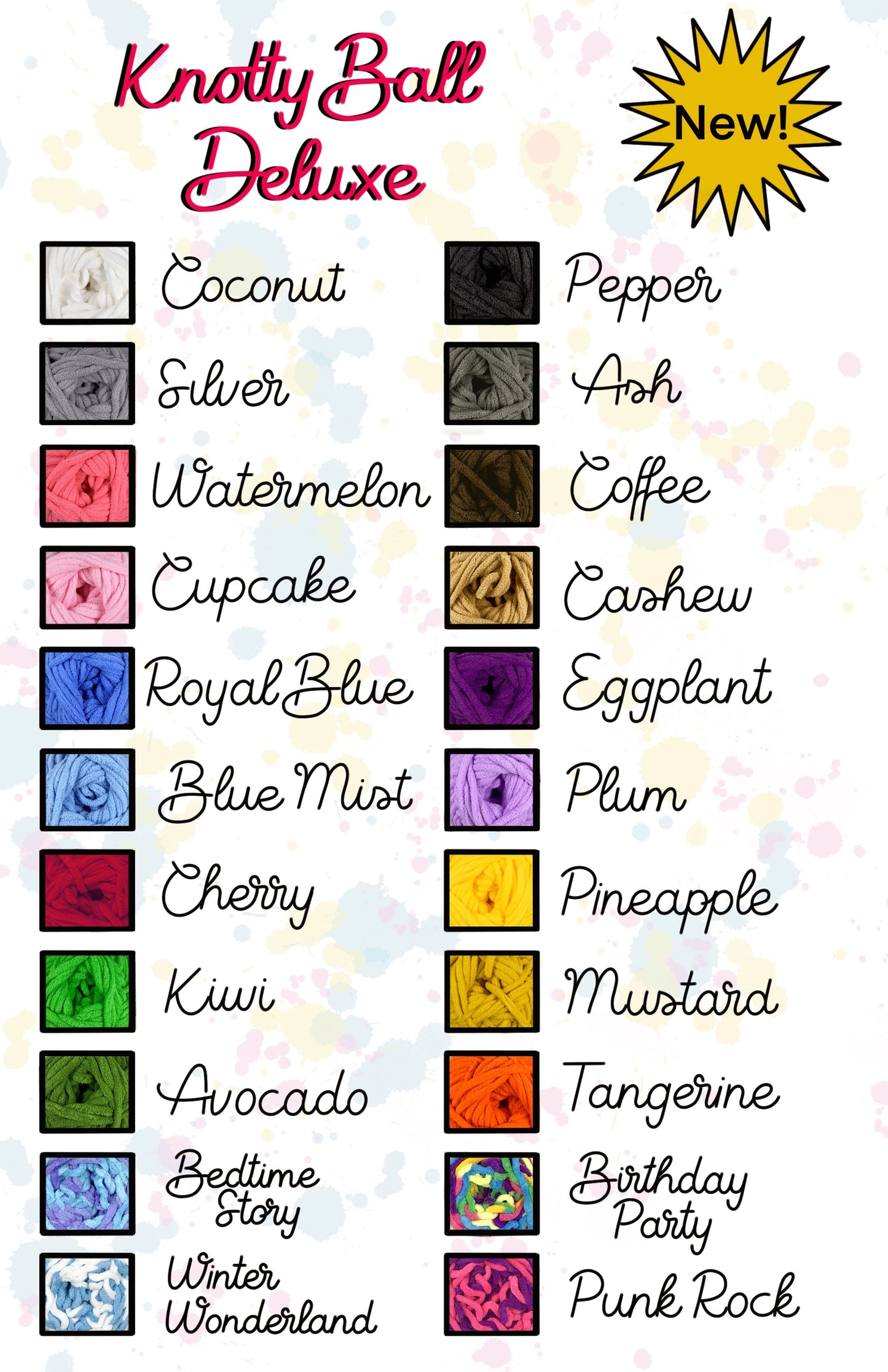 Knotty Ball Deluxe Color Card PDF digital download